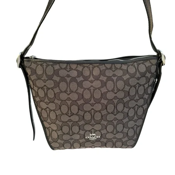 Coach Dufflette Shoulder Bag Signature Black Leather Crossbody - Picture 7 of 17